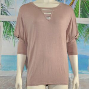 2/$10 White Birch Top with Dolman Sleeves which Look Best Pushed Up New